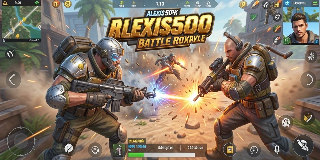 Tangkapan layar gameplay ALEXIS500 menampilkan aksi pertarungan seru.