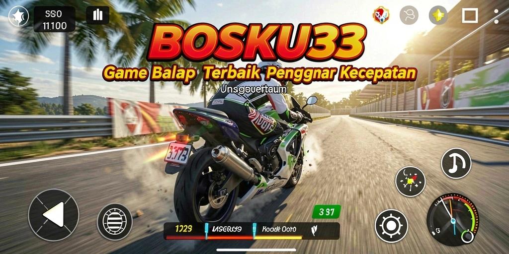 Screenshot dari gameplay balap motor yang seru dan mendebarkan.