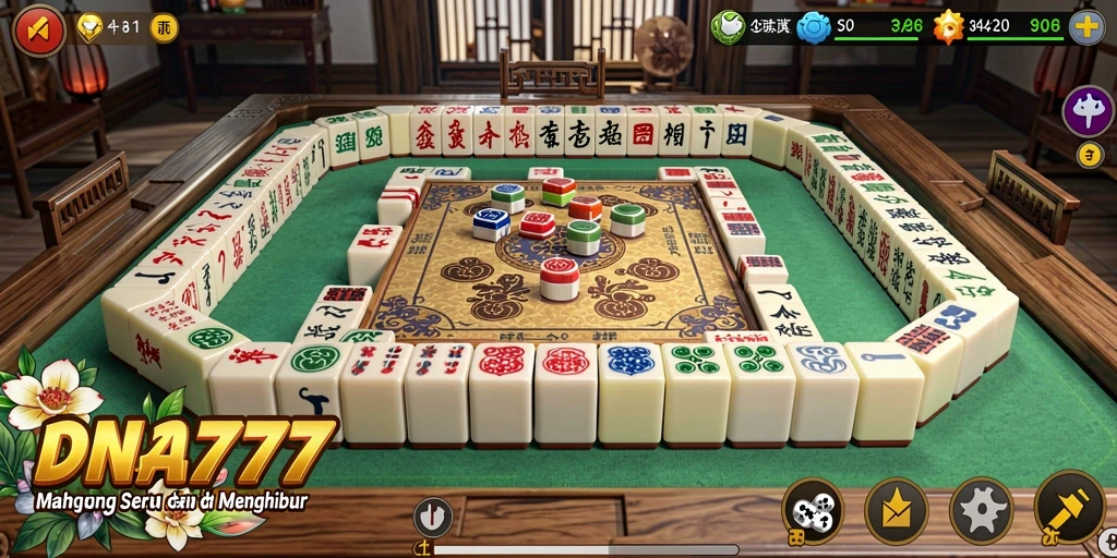 Screenshot menunjukkan gameplay seru dari DNA777 yang penuh tantangan Mahjong.
