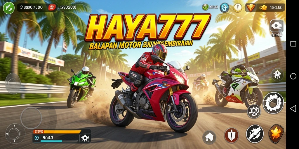 Screenshot HAYA777 menampilkan pengalaman balapan motor yang mendebarkan.
