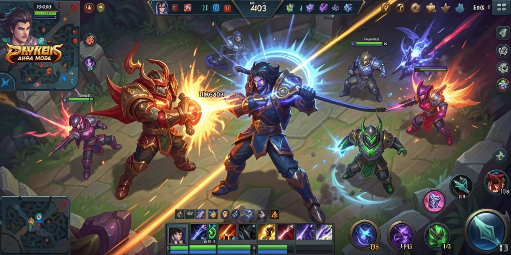 Tampilan gameplay KING403 yang seru dan penuh aksi di arena MOBA.