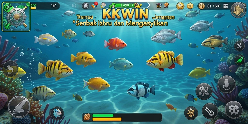 Gameplay seru dan menantang di KKWIN dengan ikan berwarna-warni.