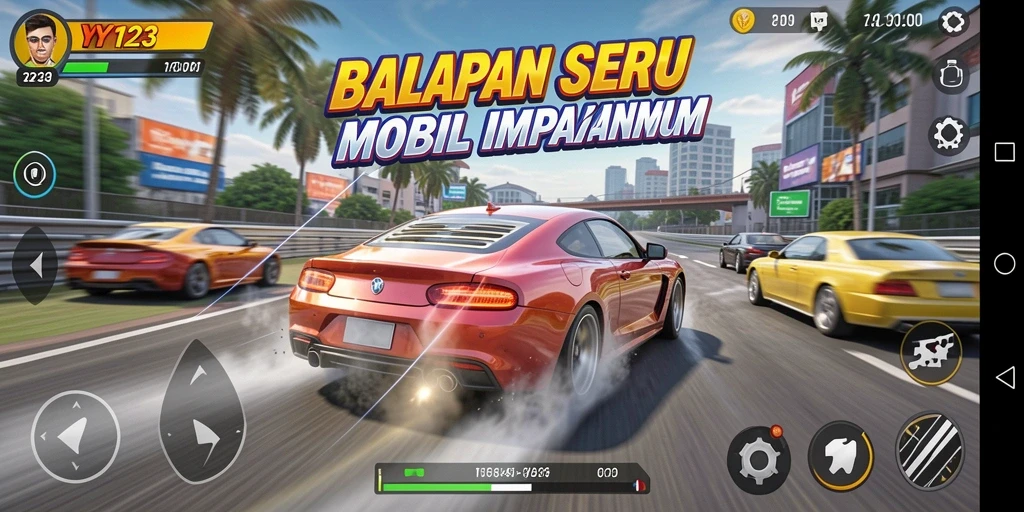 Gameplay seru balapan mobil di YY123